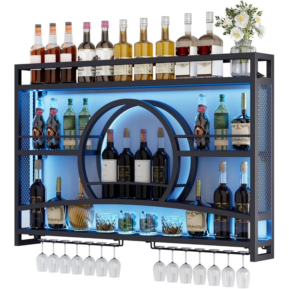Wine Rack Wall Mount - 3단 46인치 와인랙 벽걸이형 LED 조명