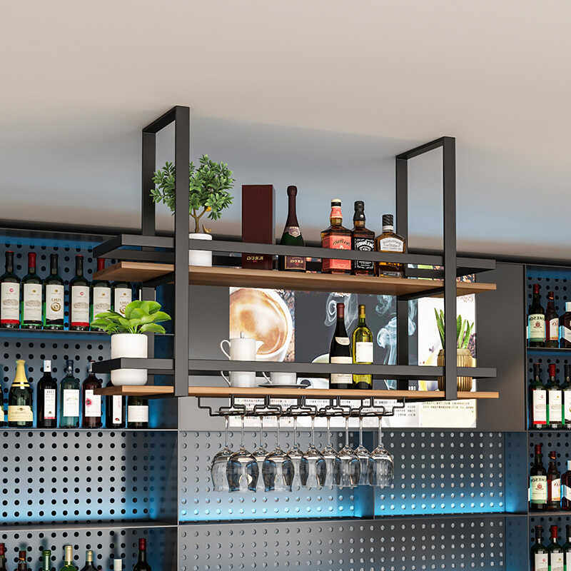 Wine Rack Wall Mount - 심플한 금속 단조 철제 행거 선반