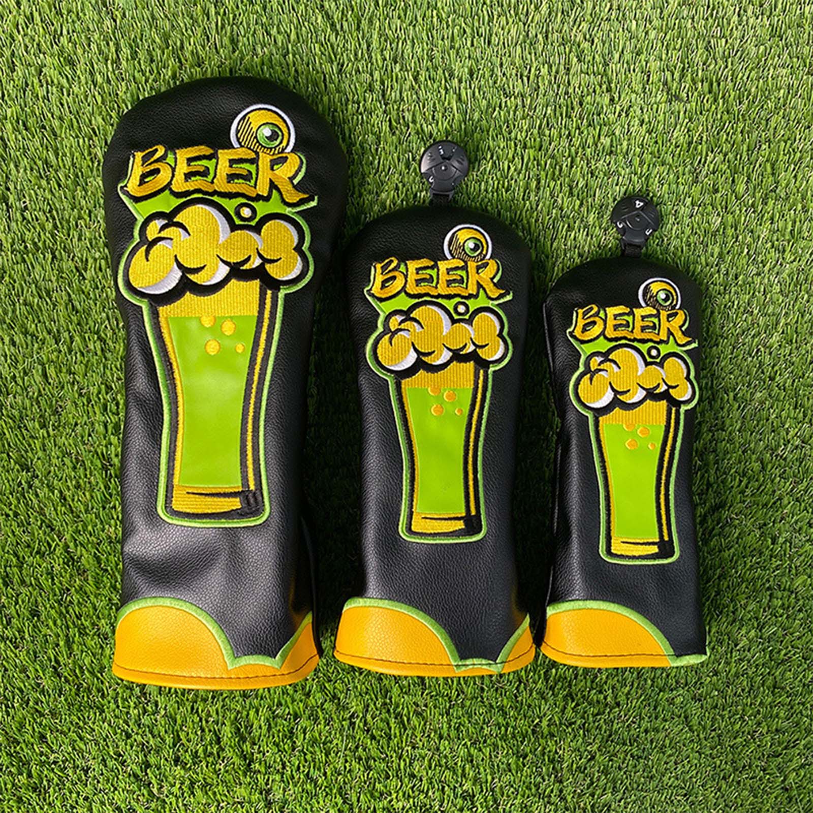 맥주 자수 PU 가죽 골프 클럽 헤드 보호 커버 컬러  - Beer & Wine Grab 리뷰 및 가격