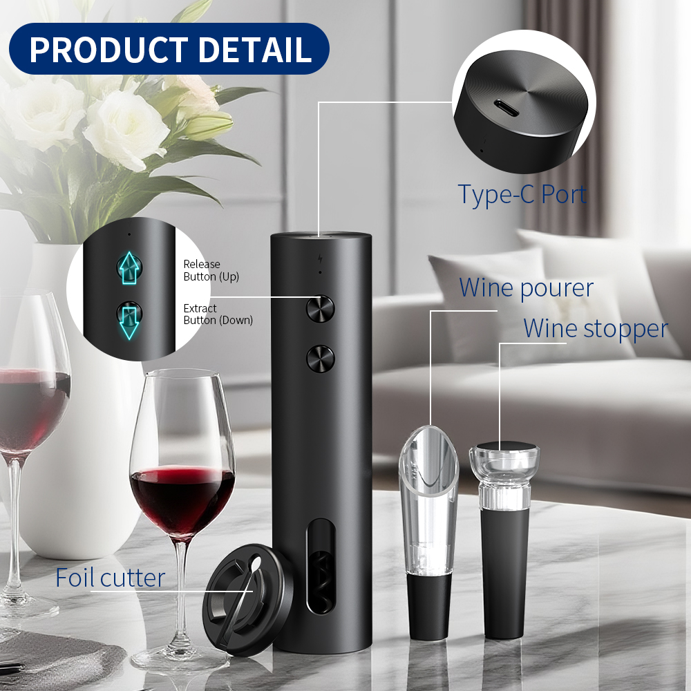 4-in-1 전동 와인 오프너 세트 USB 충전식 자동 - Wine Beer And Liquor 리뷰 및 가격