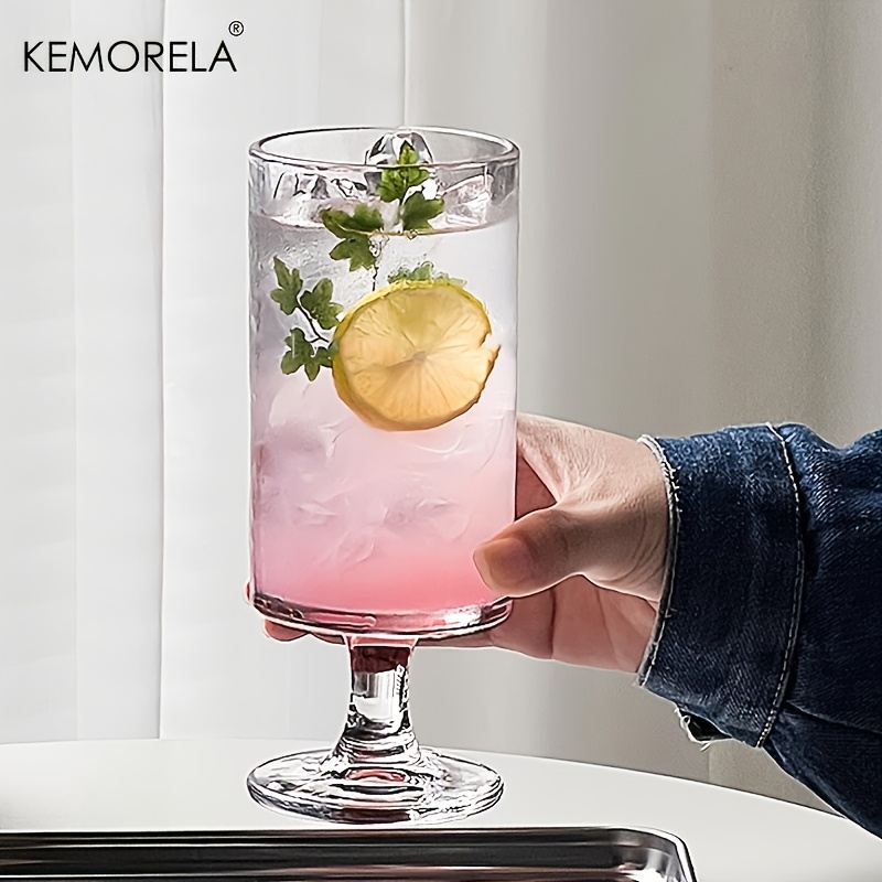 KEMORELA 1pc 우아한 하이풋 유리컵 수직 줄무 - Wine Beer Foot 리뷰 및 가격