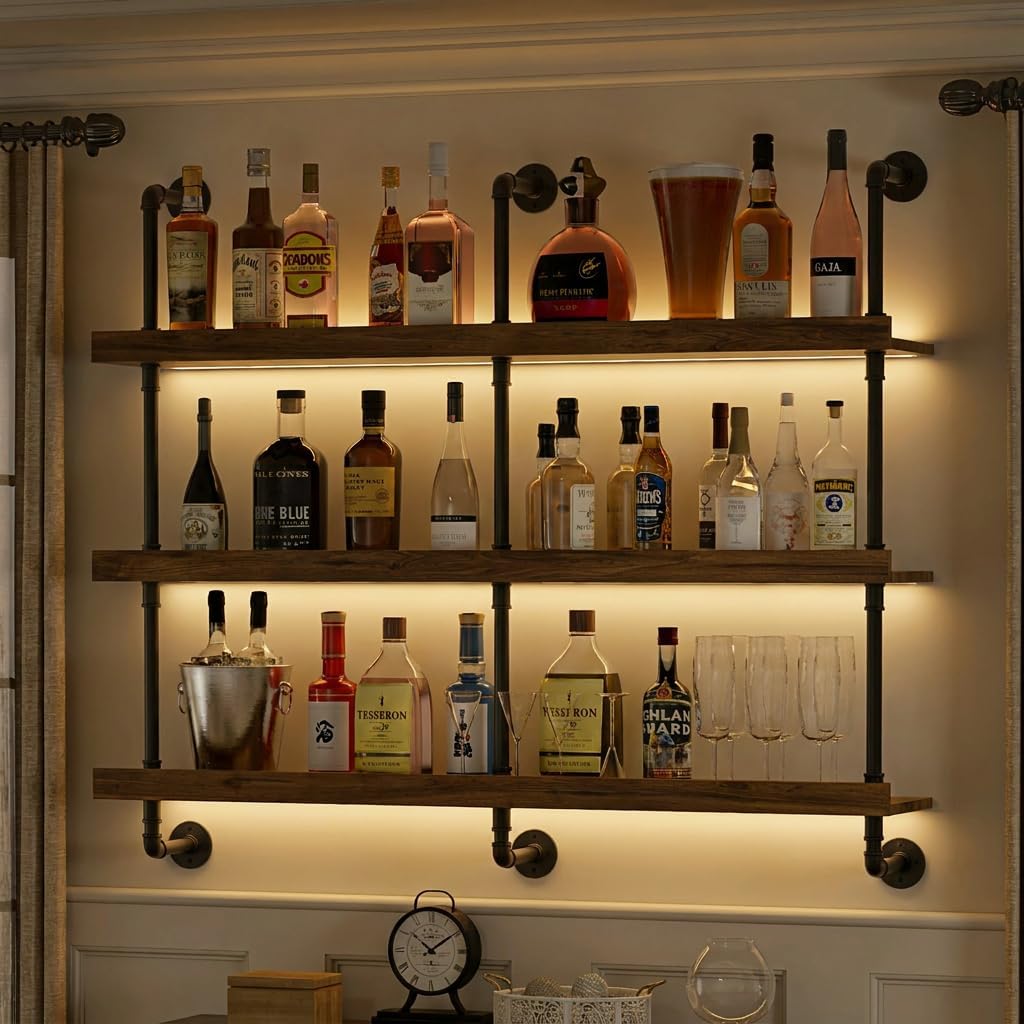 벽걸이식 LED 조명 와인랙 3단 플로팅 바 선반 주류 - Wine Rack Wall Mount 리뷰 및 가격