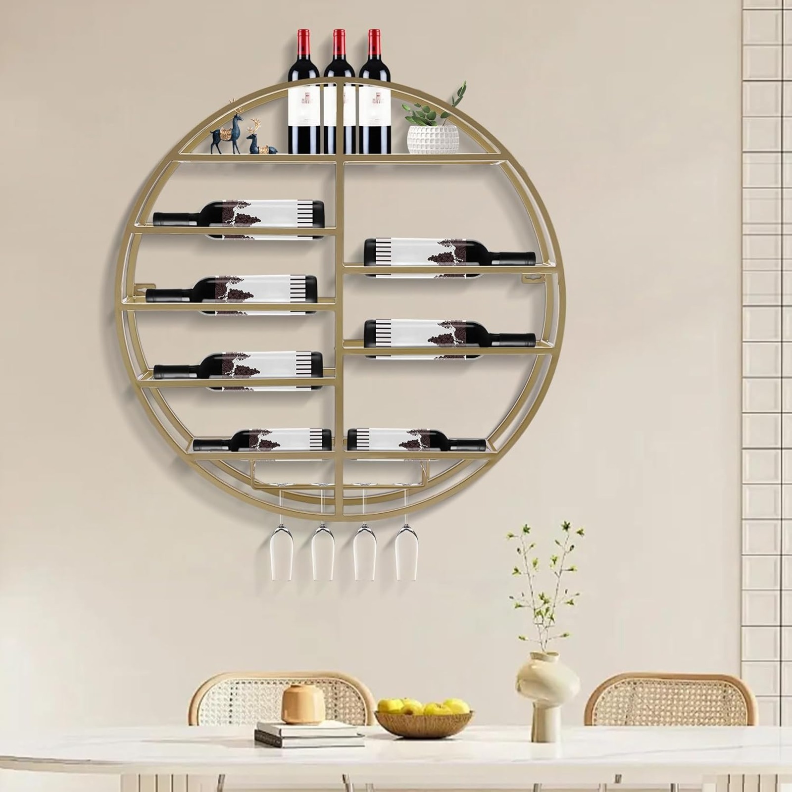 BYMAOCAR 벽걸이형 골드 메탈 와인랙, 유리 홀더 - Wine Rack Wall Mount 리뷰 및 가격