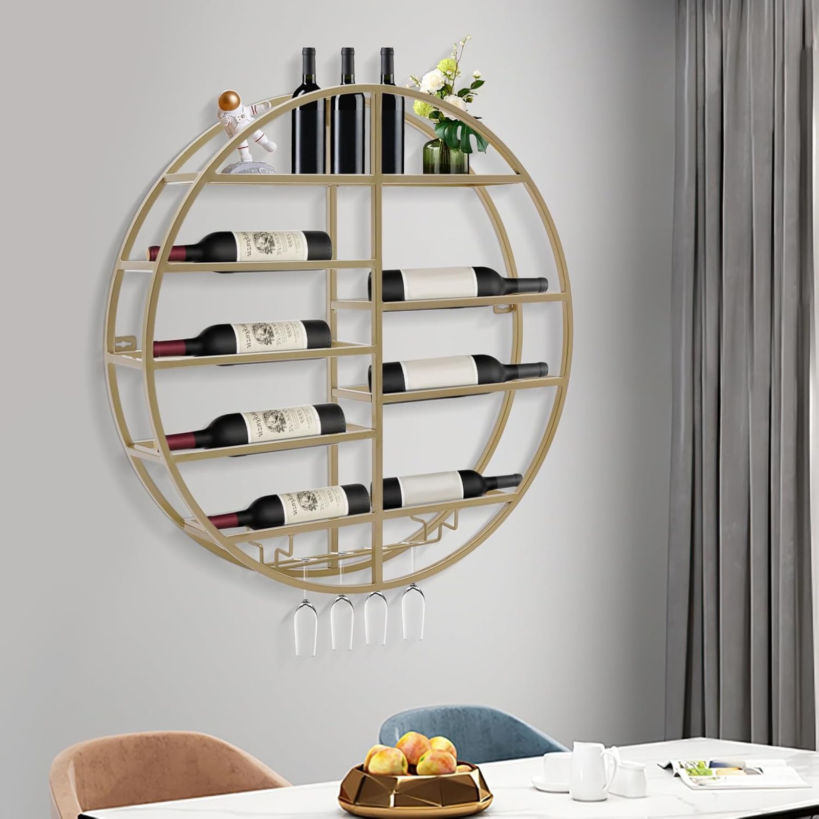 BYMAOCAR 벽걸이형 골드 메탈 와인랙, 유리 홀더 - Wine Rack Wall Mount 리뷰 및 가격