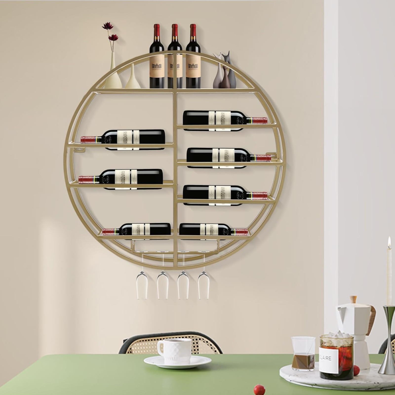 BYMAOCAR 벽걸이형 골드 메탈 와인랙, 유리 홀더 - Wine Rack Wall Mount 리뷰 및 가격